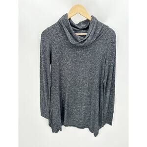 Soft & Cozy Womens Cozy Sweater Size Small Heathered Grey Cowl Neck Knit Stretch